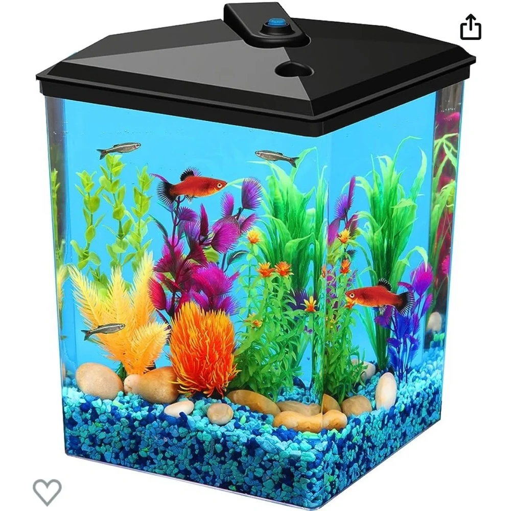 Koller AquaView 2.5-Gallon Plastic Fish Tank with Power Filter and LED Lighting